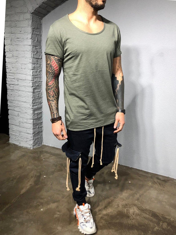 Khaki Plain T-Shirt BL244 Streetwear T-Shirts - Sneakerjeans