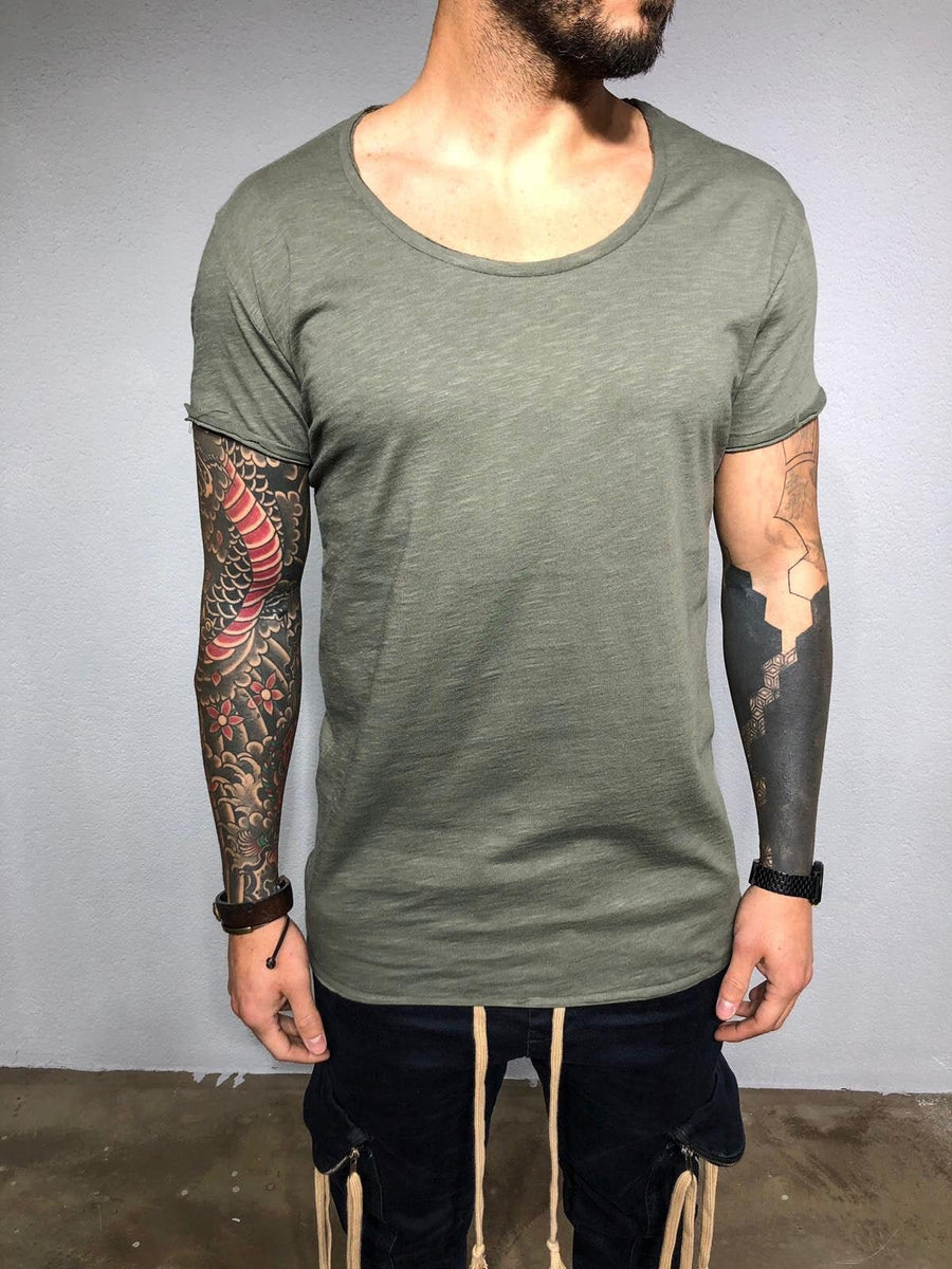 Khaki Plain T-Shirt BL244 Streetwear T-Shirts - Sneakerjeans