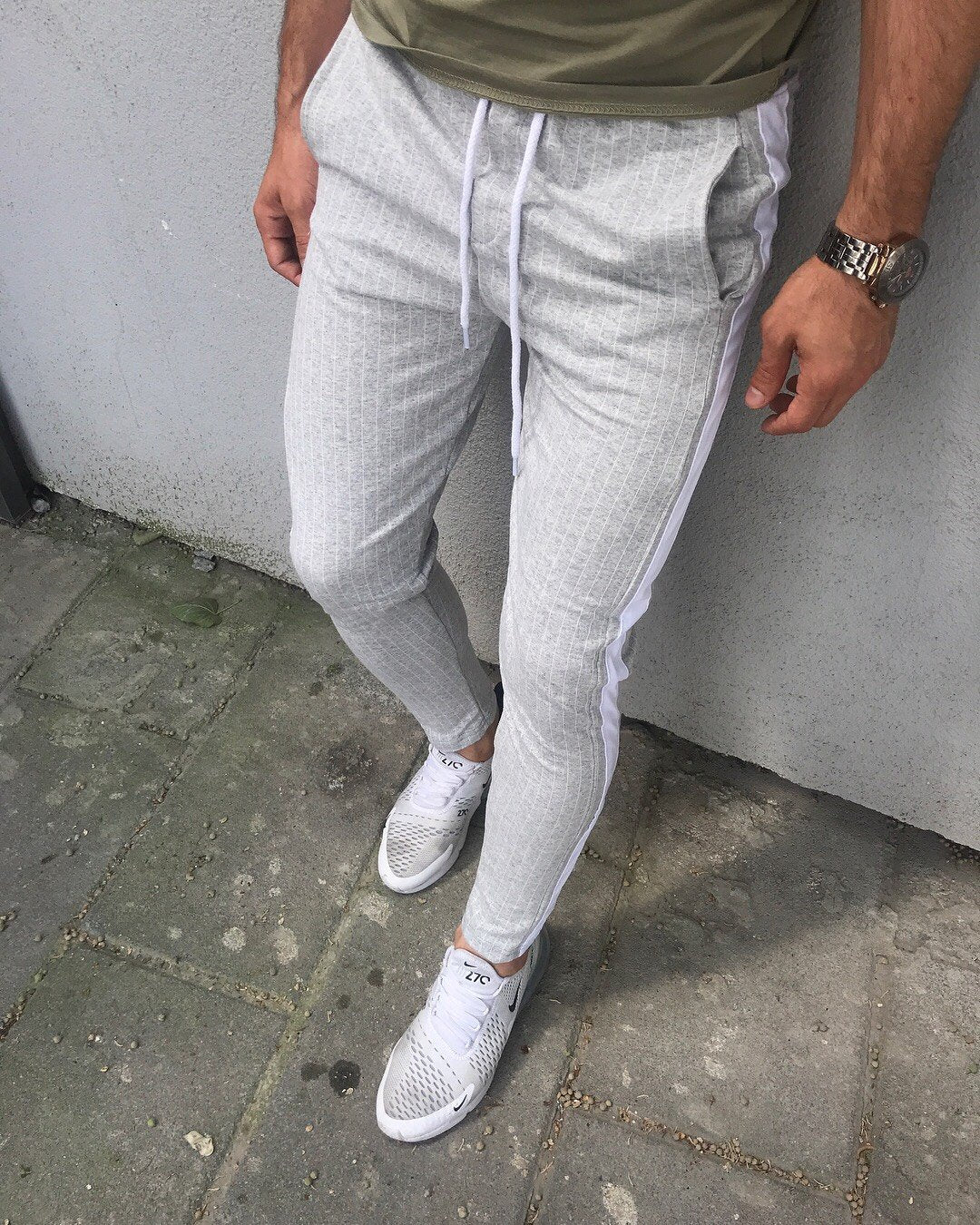 Light Gray Side Striped Pant HB16 Streetwear Jogger Pants | Sneakerjeans