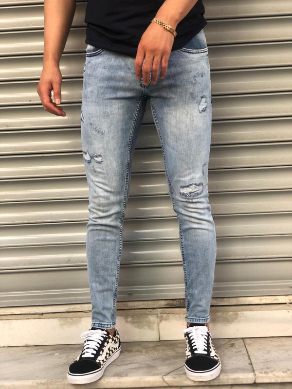 Sneakerjeans Light Blue Skinny Ripped Jeans V10 | Sneakerjeans