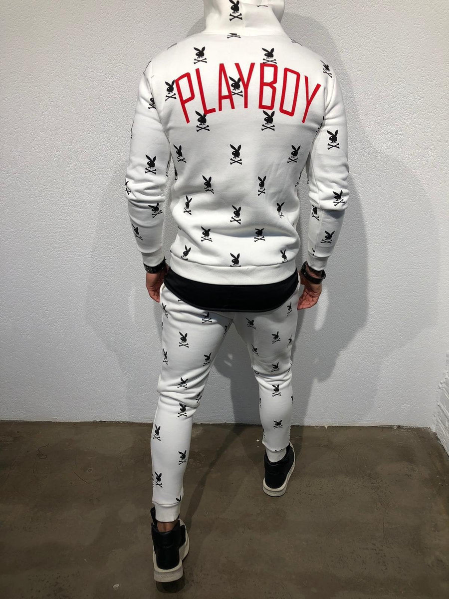 White Pboy Printed Tracksuit BL124 Streetwear Tracksuit - Sneakerjeans